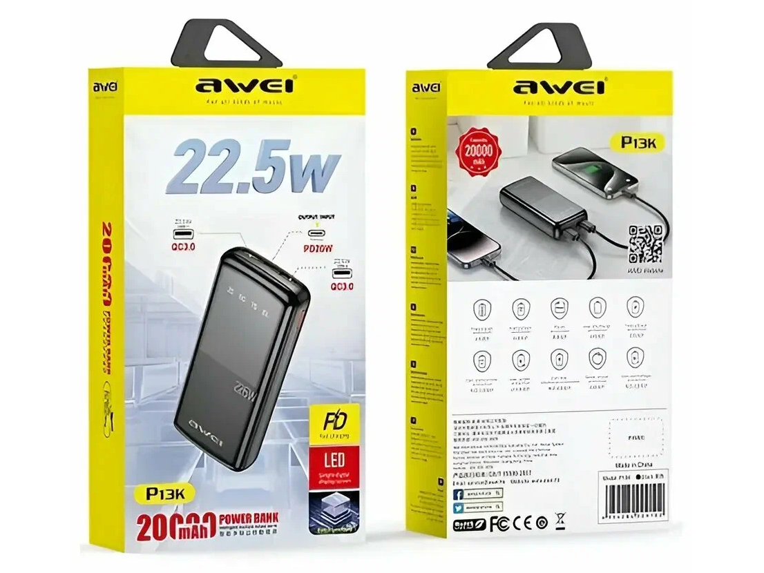 Внешний аккумулятор (Power Bank) AWEI P13K 20000 мАч