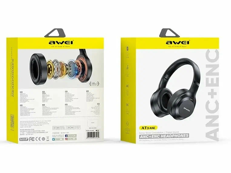 Полноразмерные беспроводные наушники AWEI AT3 ANC ENC