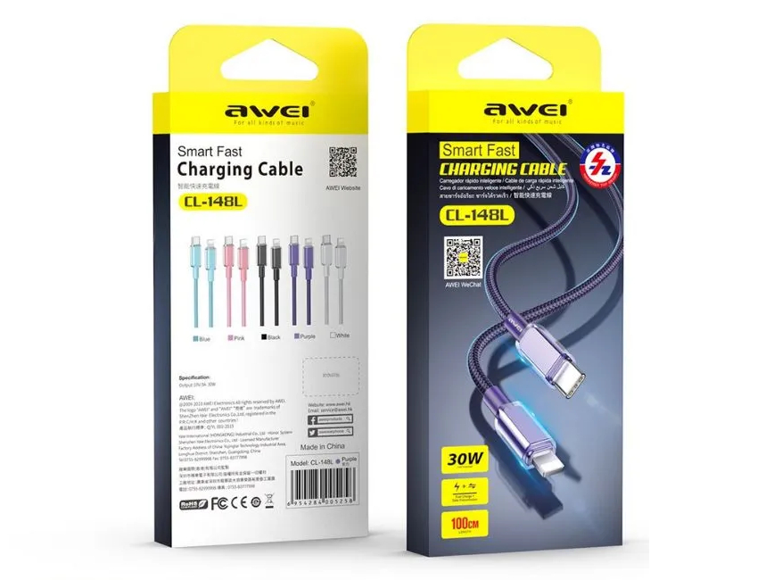 Кабель для смартфона AWEI CL‑148L (Type-C → Lightning; 1 метр)