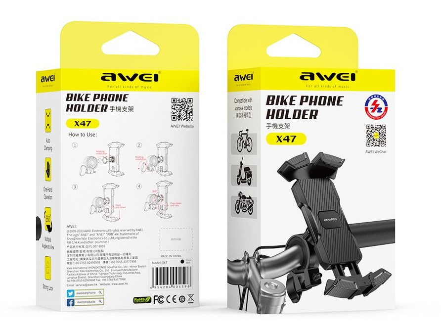 Велосипедный, мотоциклетный, самокатный держатель для смартфона AWEI X47