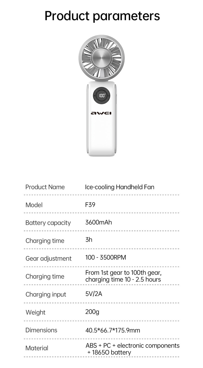 Портативный мини-вентилятор AWEI F39 Refrigeration