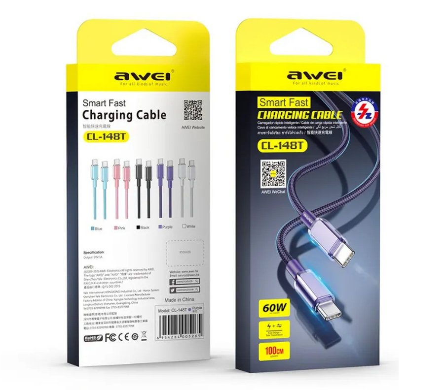 Кабель для смартфона AWEI CL‑148T (Type-C → Type-C; 1 метр)