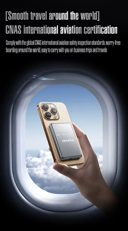 Магнитный беспроводной внешний аккумулятор (Power Bank) AWEI PA-30 5000 мАч