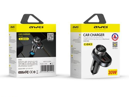 Автомобильное зарядное устройство и FM-трансмиттер AWEI C-843 (30W)