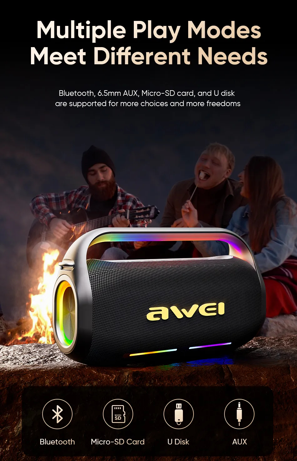 Портативная беспроводная колонка с караоке AWEI KT19 200W