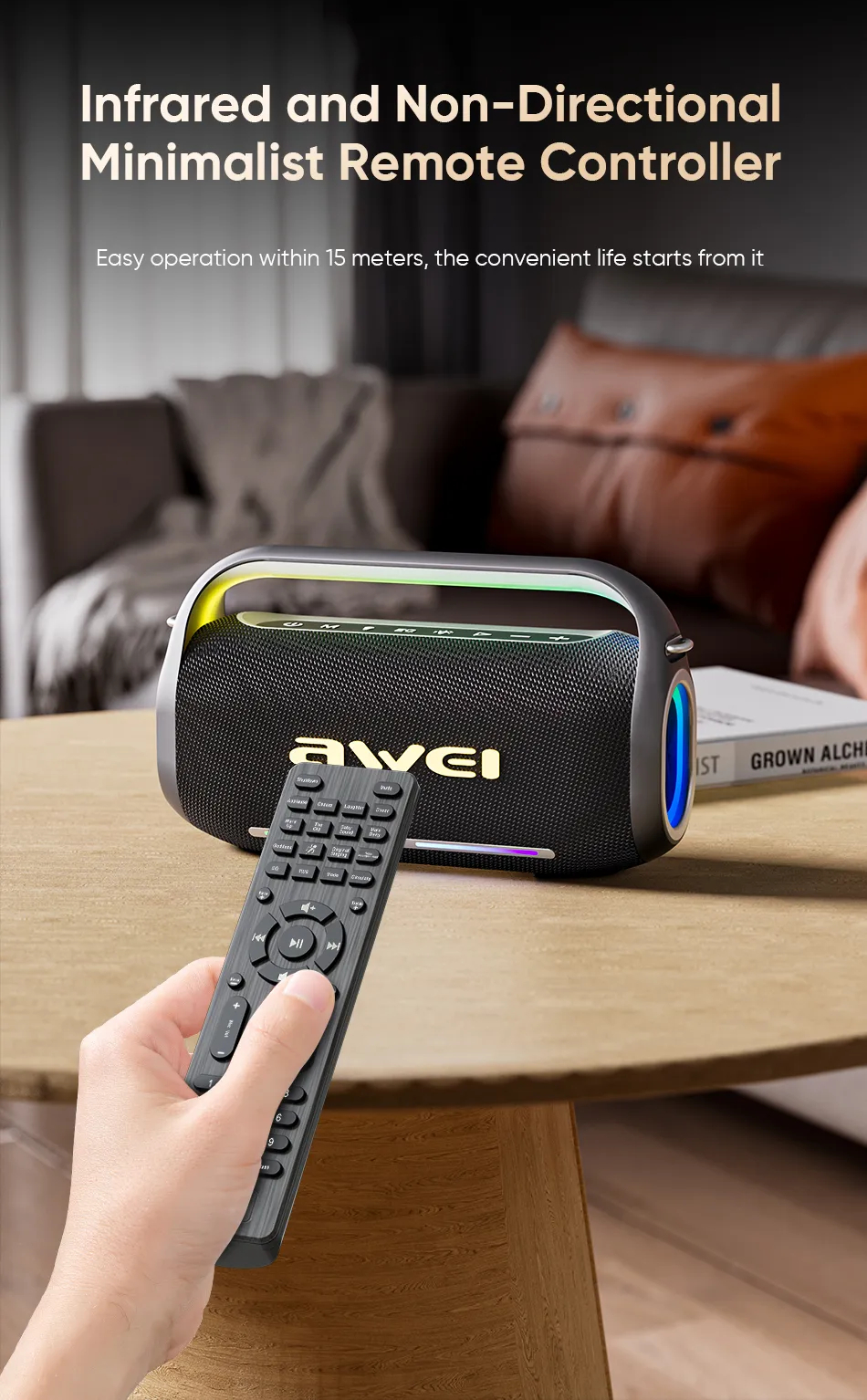 Портативная беспроводная колонка с караоке AWEI KT19 200W