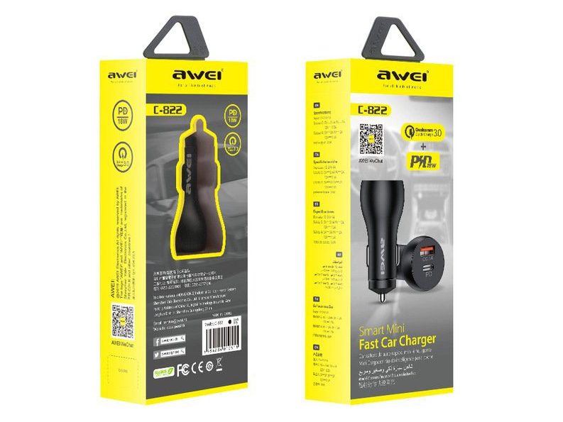 Автомобильное зарядное устройство AWEI C-822 (18W)