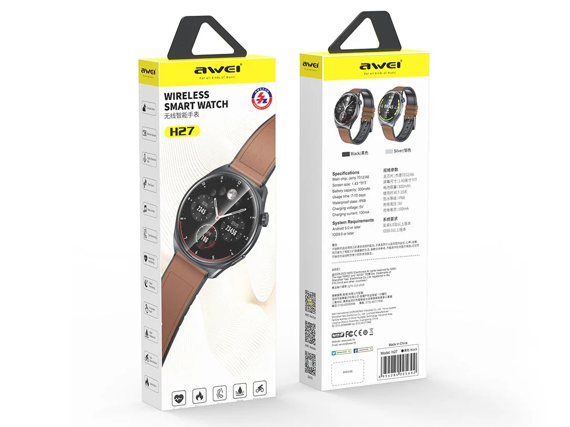 Смарт-часы (Умные часы) AWEI H27 AMOLED 1,43"