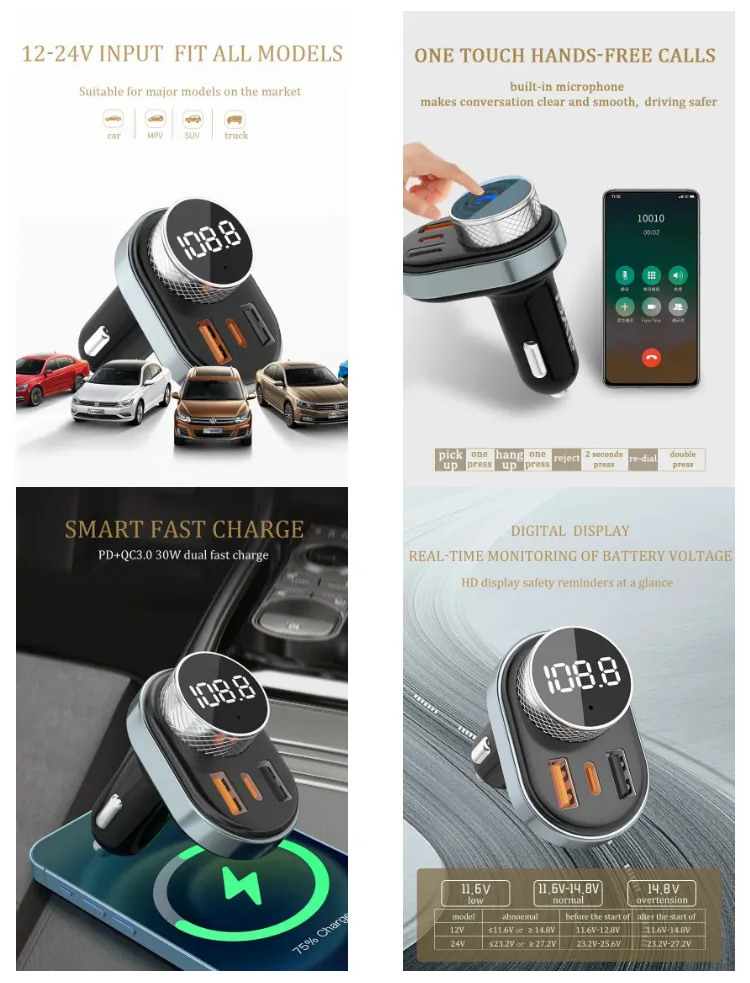 Автомобильное зарядное устройство и FM-трансмиттер AWEI C-843 (30W)