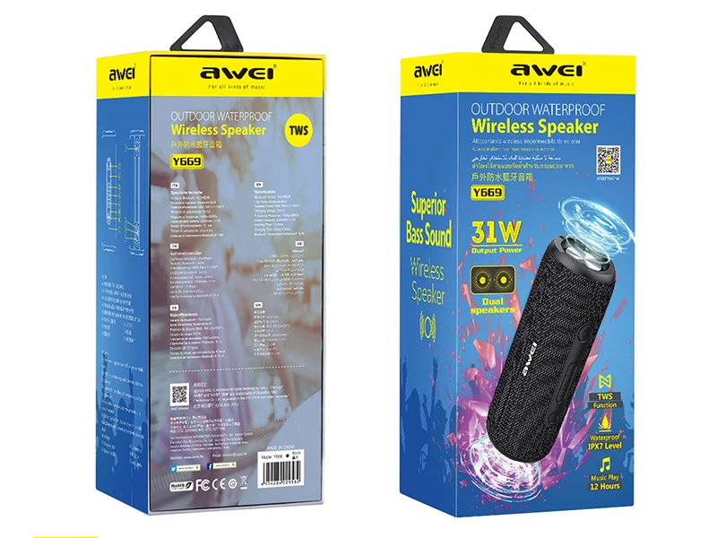 Портативная беспроводная колонка AWEI Y669 31W