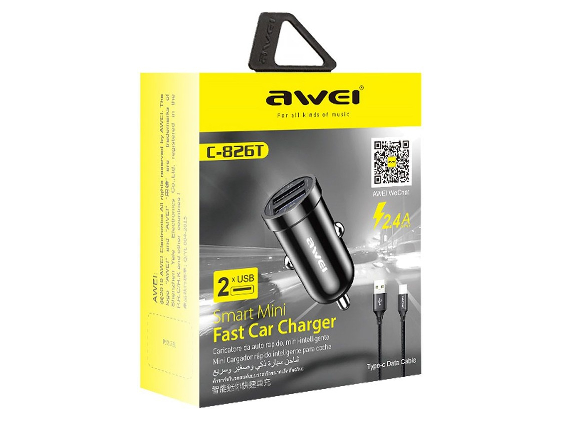 Автомобильное зарядное устройство AWEI C-826T (12W)