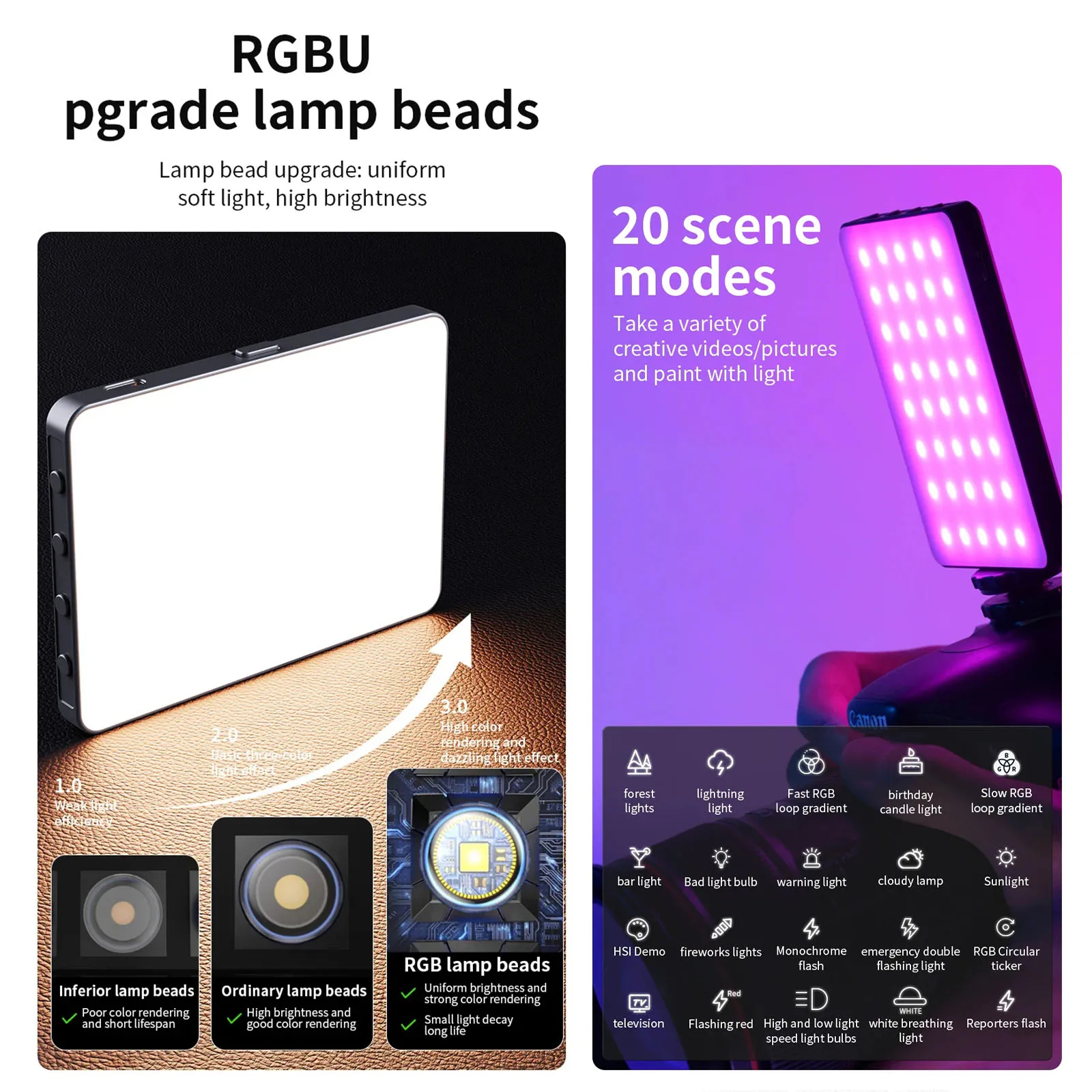 Световая панель (лампа) для фотоаппаратов и смартфонов M16 RGB