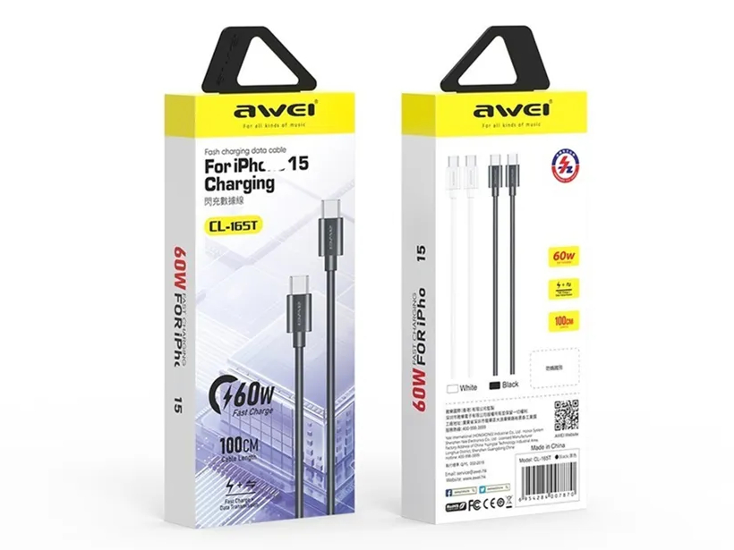Кабель для смартфона AWEI CL‑165T (Type-C → Type-C; 1 метр)