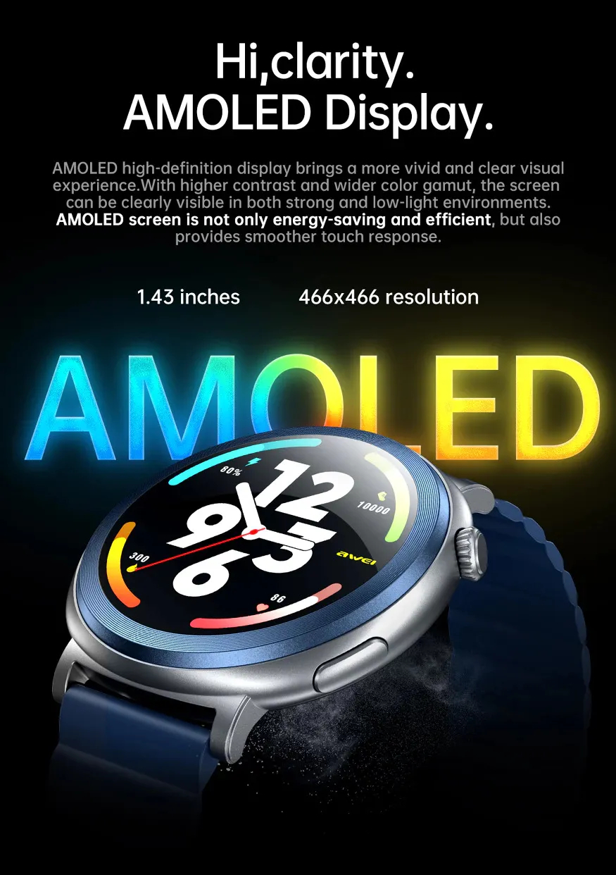 Смарт-часы (Умные часы) AWEI H18 AMOLED 1,43"