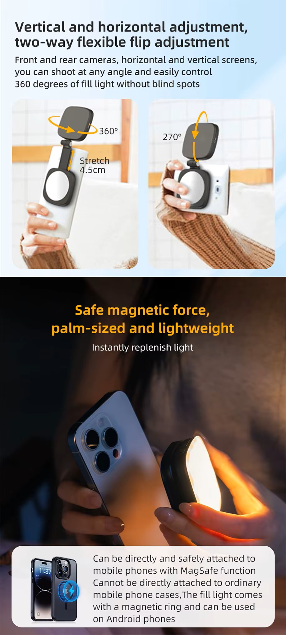 LED подсветка (видеосвет) с магнитным креплением MagSafe для смартфонов F-662