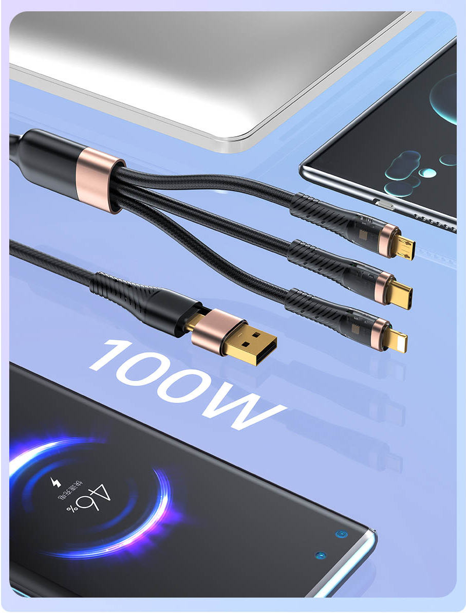 Кабель для смартфона AWEI CL‑228 (Type-C + Type‑A → Lightning + Type-C + micro‑USB; 1,5 метра)