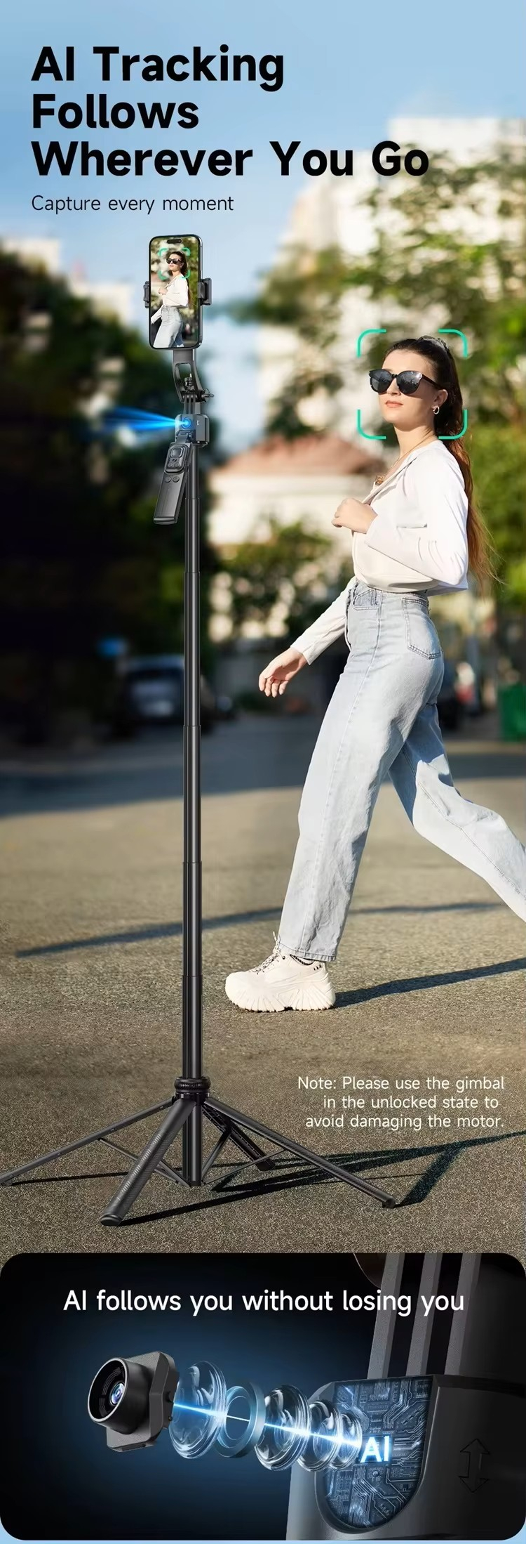 AI трипод с пультом ДУ (селфи-палка) C17