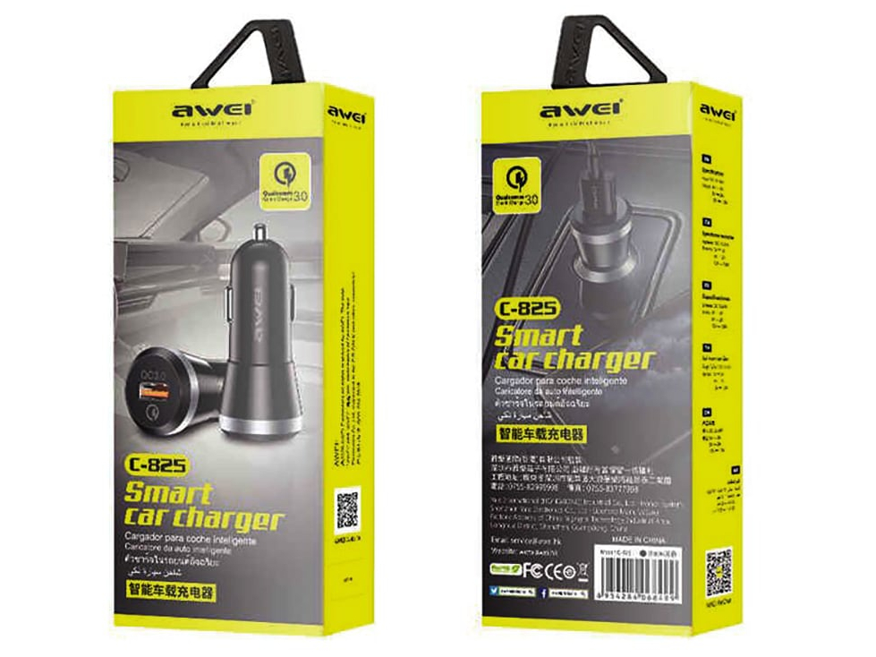 Автомобильное зарядное устройство AWEI C-825 (18W)