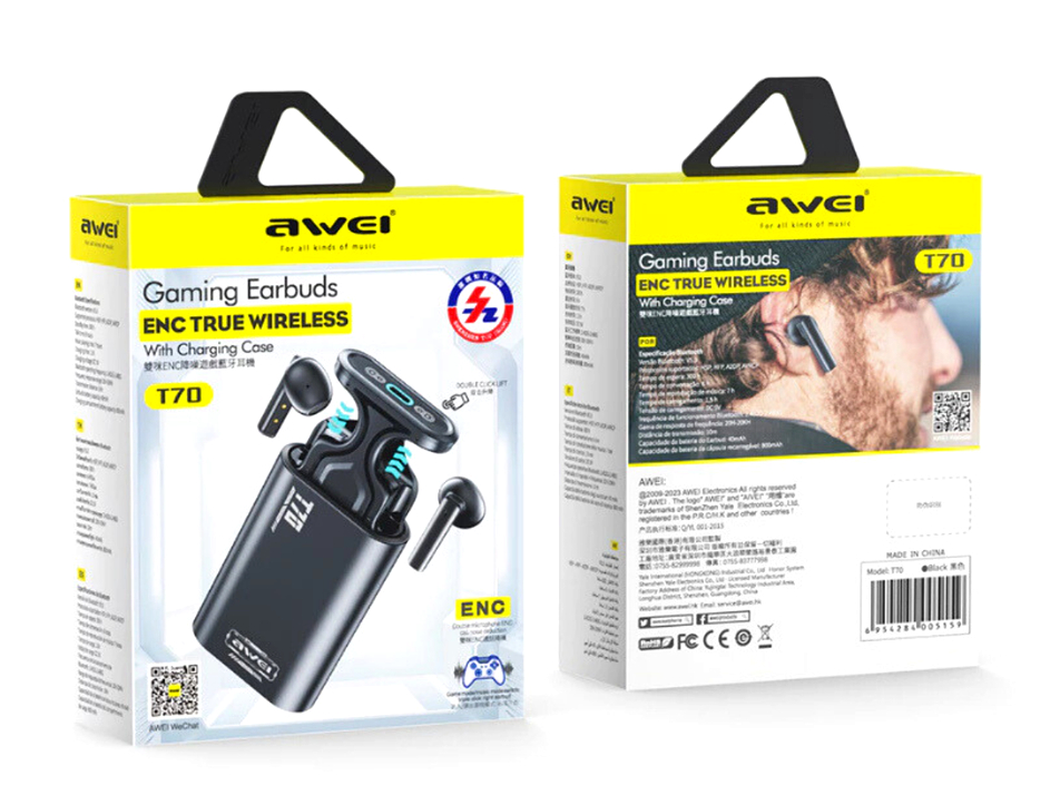 Внутриканальные беспроводные наушники AWEI T70 ENC