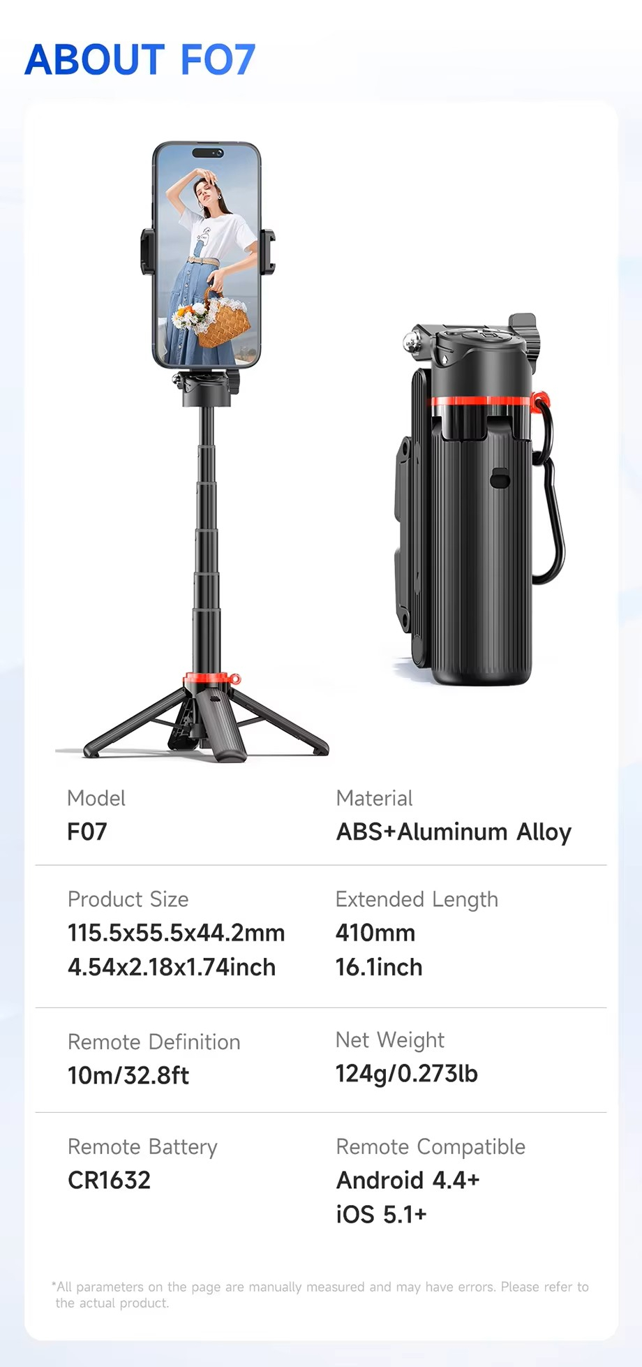 Трипод с пультом ДУ (селфи-палка) F07 mini