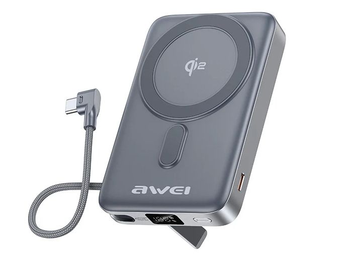 Магнитный беспроводной внешний аккумулятор (Power Bank) AWEI Qi2