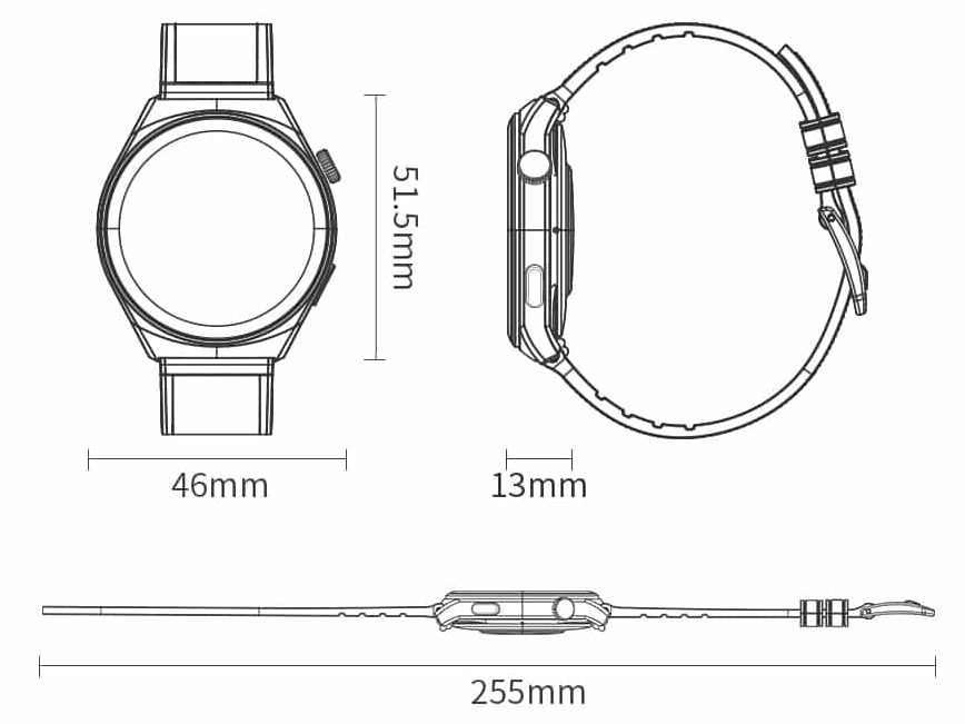 Размеры смарт‑часов AWEI H27